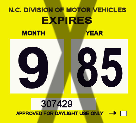 (image for) 1985 North Carolina INSPECTION Sticker